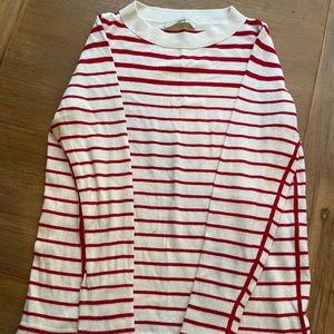 LOFT striped cream/red tunic sweater